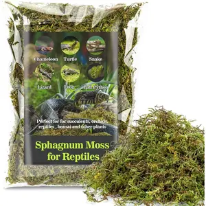 Sphagnum Moss for Reptiles, Green Dried Peat Moss Terrarium Habitat Bedding Substrate for Snakes Turtle Frog Gecko and Other Reptiles, 5 Ounces
