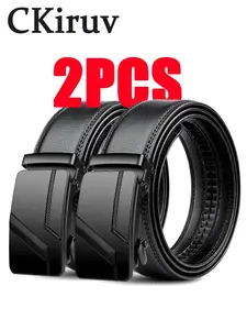2-Pack Fashion Men's Automatic Buckle Belt, Classic Style, Durable and Versatile, Perfect for Daily Wear, Office