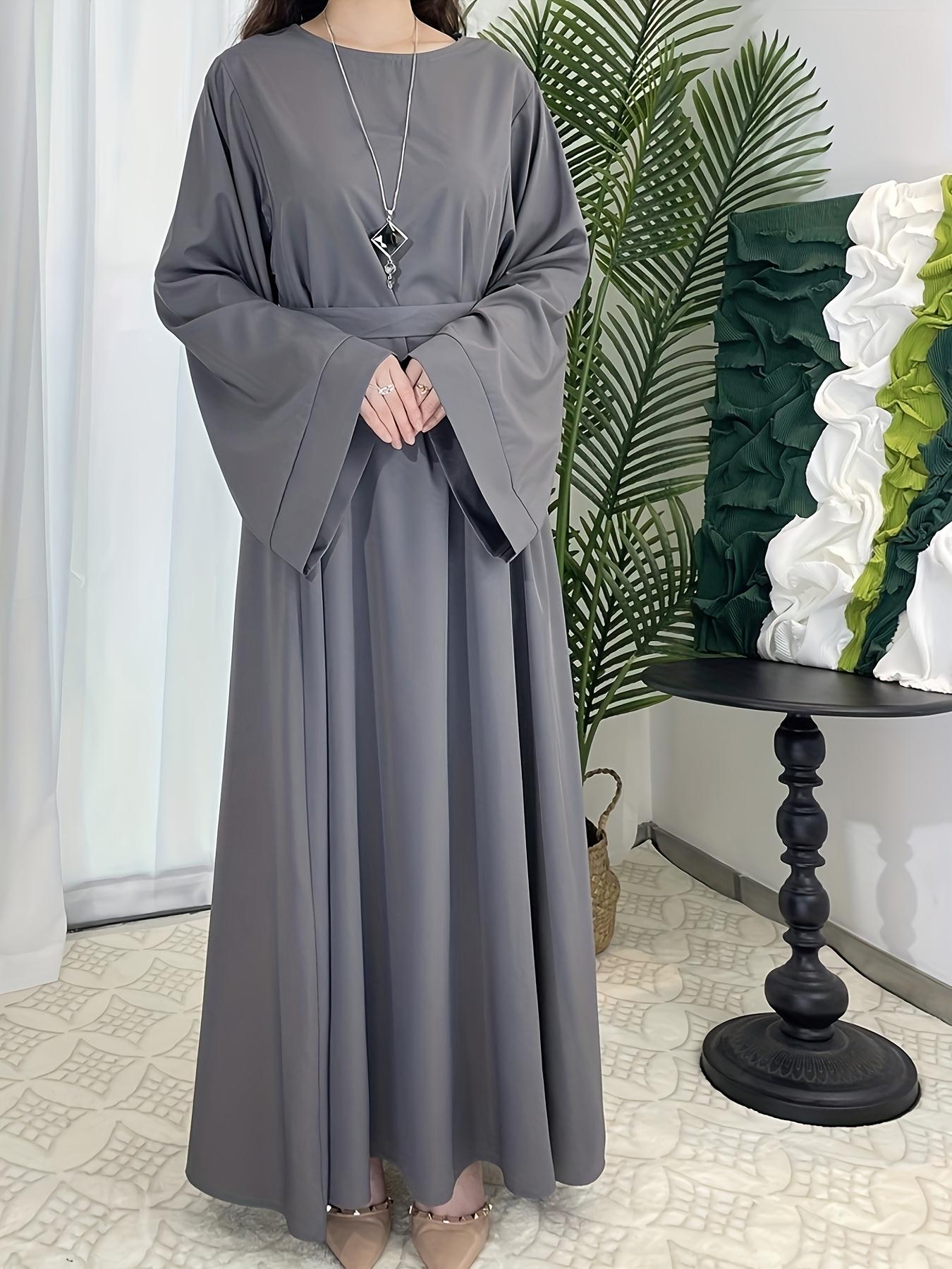 [Middle Eastern Loose Fit Dress] Elegant Green Arabic Women's Muslim Robe |   Middle Eastern Flared Sleeve Long Dress |   Loose Fit All-Season Versatile Home Festival Traditional Attire