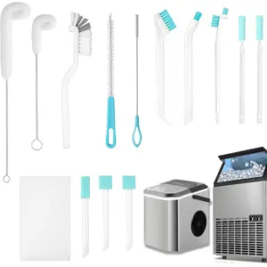 14pcs Ice Machine Cleaner Brush Sets, Countertop Ice Maker Cleaning Tools, Gap Crevice Cleaning Brushes for Small Spaces, Including Scrub Sponge Thin Brush for Cleaning Window Track, Straw, Bottle