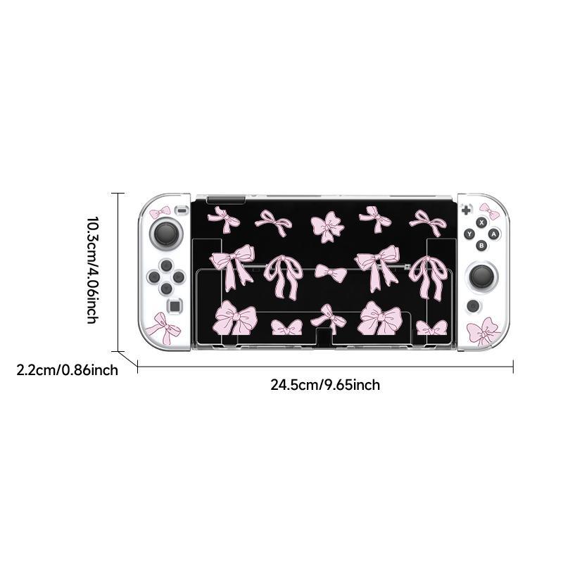 Cute Bow Pattern Game Console Protective Case with Soft Grip, Shockproof Hard Shell Protective Case & Soft Grip, Anti-scratch Console Accessories for Switch OLED