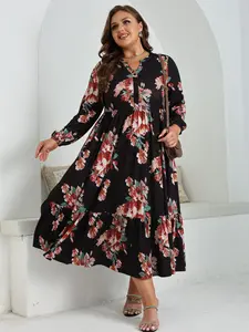 New Women's Ditsy Floral Long Sleeve Casual Dress, Slim-Fitting Spring & Fall Fashion, Comfortable and Stylish Everyday Wear, Perfect for Leisure Time
