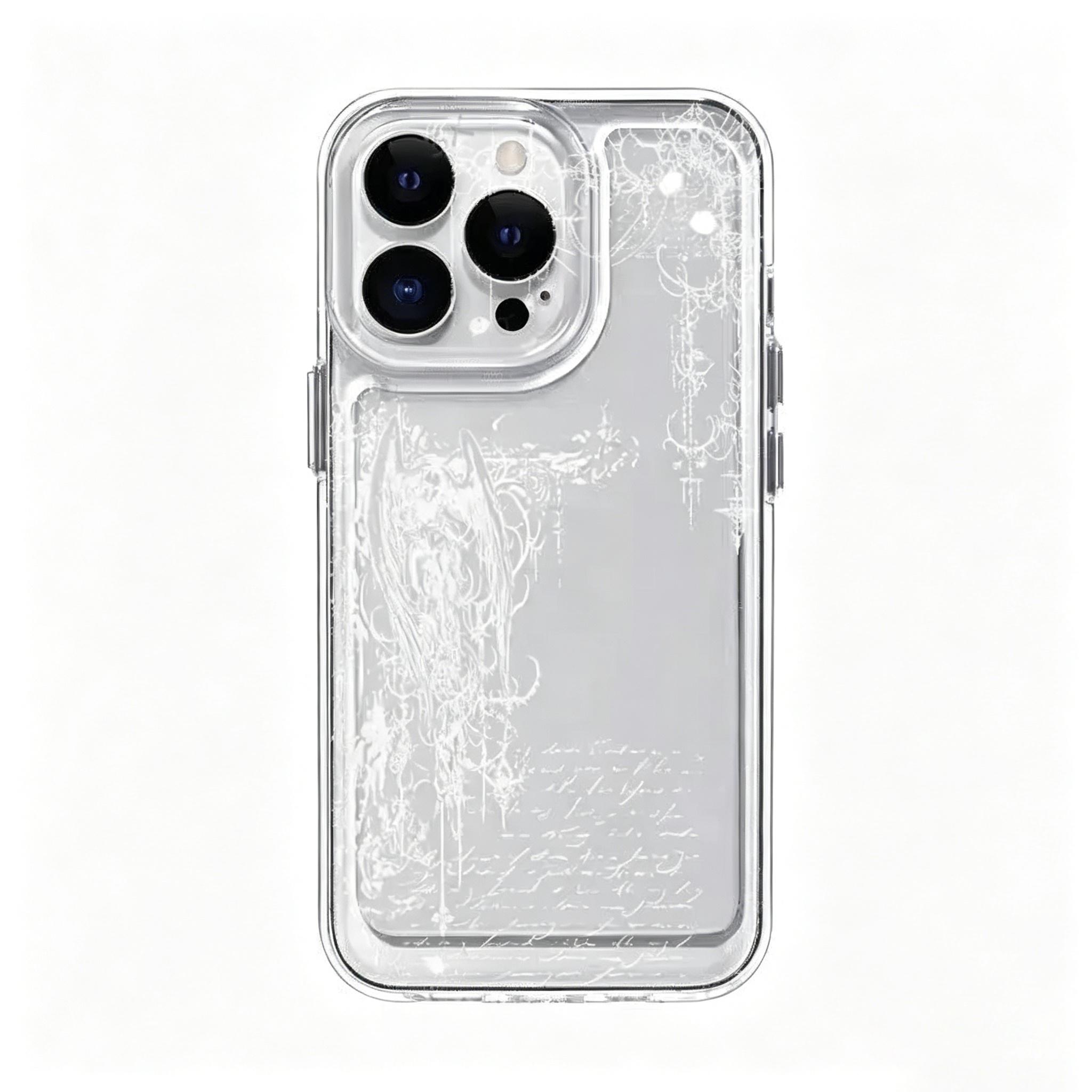 Transparent Shockproof Smartphone Cellphone Casing - Ins-Style Creative Full Coverage Anti-Fall Back Cover, Mobile Phone Accessories for iPhone 17/16/15/14/13/12 Pro Max Plus, Halloween/Birthday Gift with Stickers, Handheld