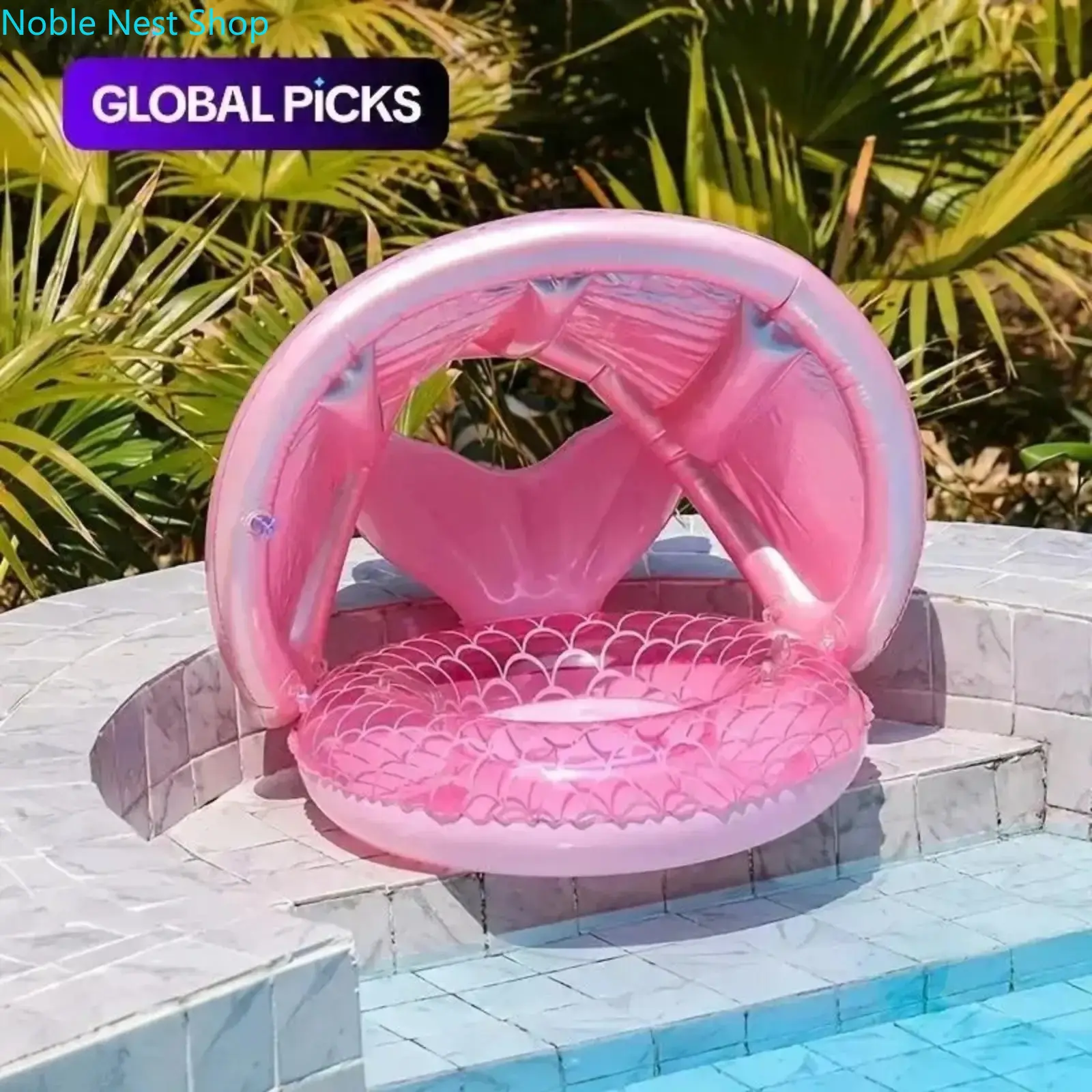 Mermaid Tail Inflatable Pool Float, Cute Thick Durable PVC Swimming Ring for Beach Pool Party