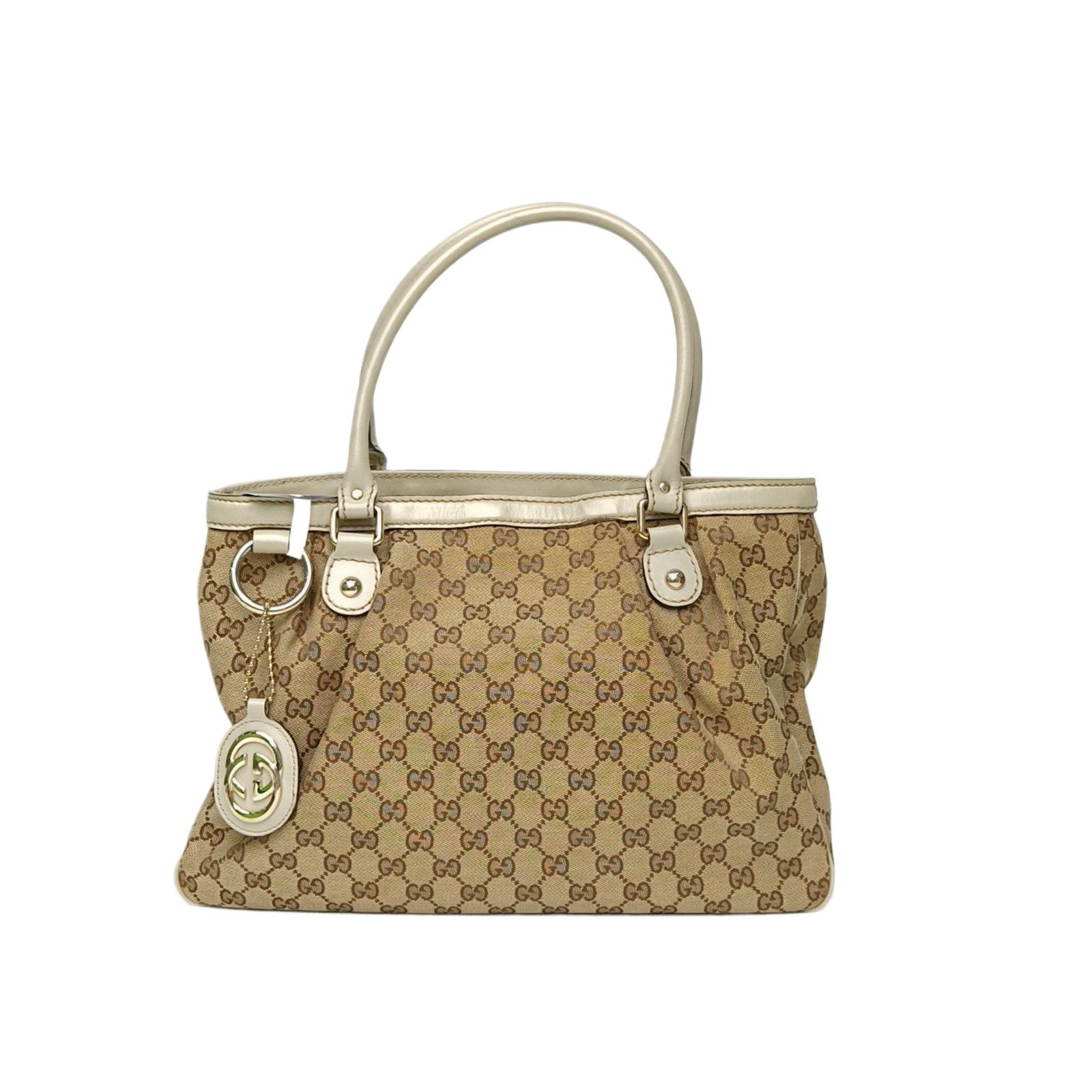 Pre-owned GUCCI 【Diz】Monogram Canvas Handbag with Light Gold Hardware