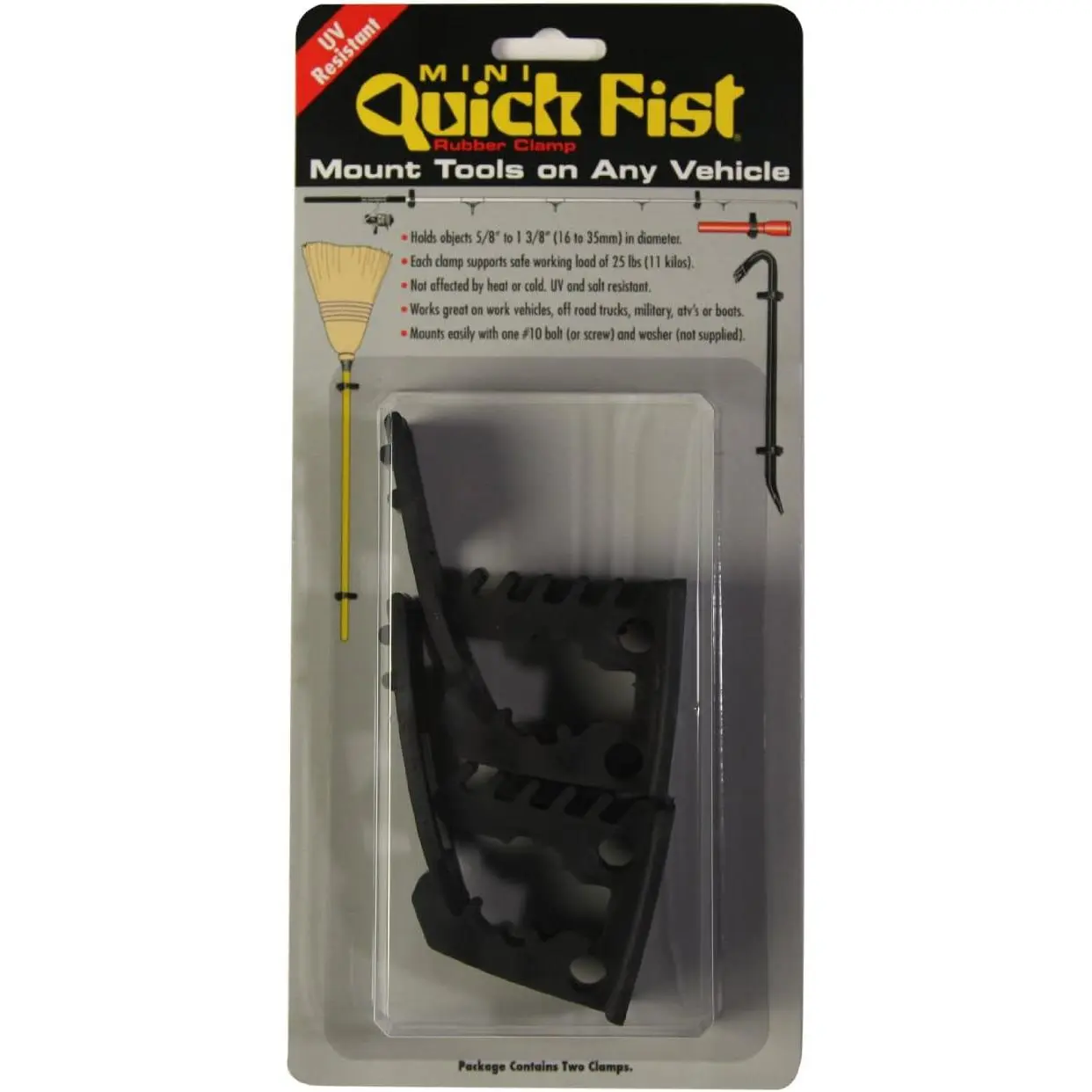 QUICK FIST Compact Mini Clamp Set for Mounting Tools & Equipment, 5/8-in to 1-3/8-in Diameter Range, 2 Count (Pack of 1) - 30050