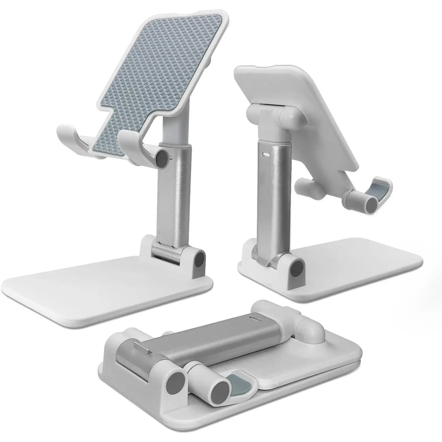 Foldable Cell Phone Stand for Desk, Fully Adjustable Phone Holder for Desk Compatible with  16 15 14 13 12 11,  ,  Phones, (White)
