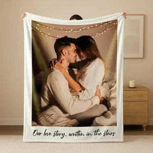 Custom Photo Blanket, Personalized Text Family Picture Blanket, Personalized Photo Collage Throw, Minky Sherpa Memorial Pet Blanket