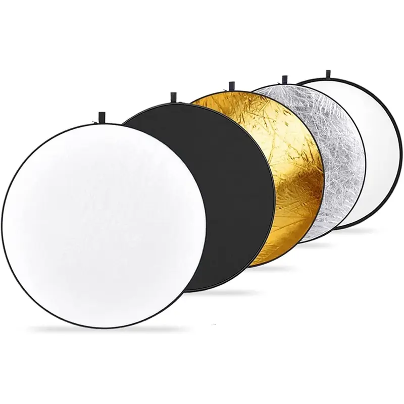 Large Circular Photography Reflector, 1 Set 5-in-1 Light Reflector Photography Panel, Portable Collapsible Handheld Light Reflectors with Storage Bag for Photography Photo Studio Outdoor