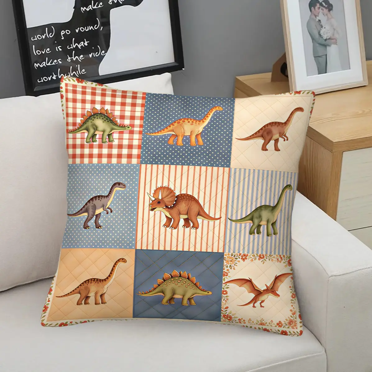 Cool Dinosaur Square Throw Pillow With Insert, Multiple Cute Printed Patterns, Versatile Decor Cushion For Sofa Bedroom Living Room
