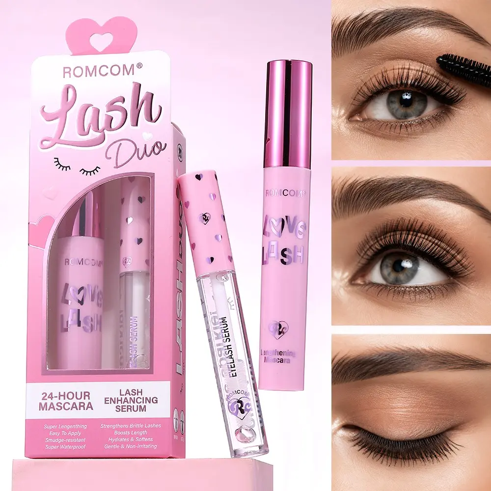 Two-In-One Mascara Set, Waterproof Lengthening Mascara & Lash Serum, Long-Lasting Smudgeproof, Nourishing Lash Growth, Daily & Party Makeup