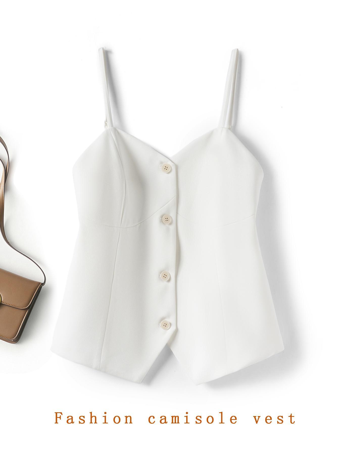 Women's Solid Color Elegant Chic Sleeveless Cami Top Spaghetti Strap Top for Daily Wear, Ladies Clothes for All Seasons