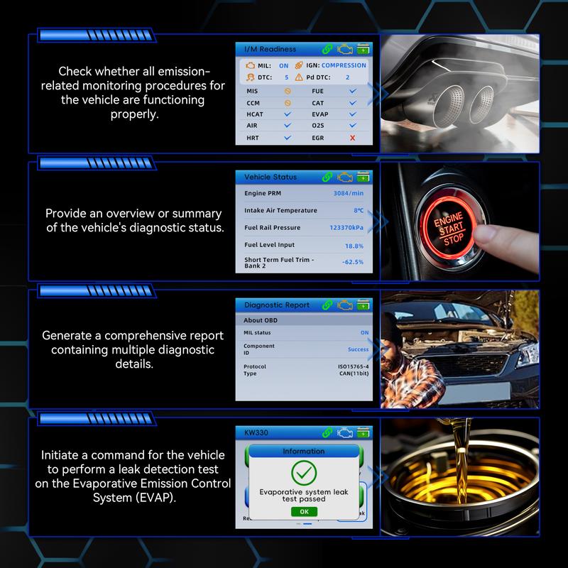 KONNWEI KW330 OBD2 Scanner with 2.8 Inch Color Screen, Free Upgrade & Print Function, Diagnostic Tool for Cars