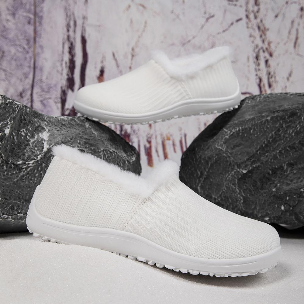 Women's Winter Cotton Slip-On Flats Ultra-Lightweight Breathable Zero Drop Anti-Slip Sole Casual Fashion Comfortable All-Season Sneakers