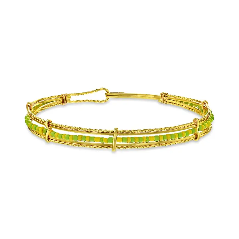 Stainless Steel Orula Protection Bracelet - Green & Yellow Beads, Unisex Good Luck Amulet For Men & Women