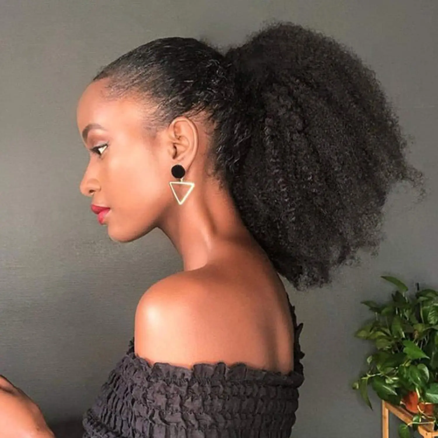 Drawstring Kinky Small Curly Ponytail Hair Extension, Fluffy Afro Tight Curl Synthetic Ponytail, Natural Textured Voluminous Curly Hair Piece for Women Daily Hairstyle