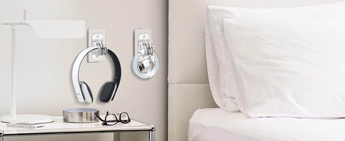 No Rod Bracket Holders, (8 Pack) Self, No-Nail Stick on Wall Rod Hangers for Bedroom and Livingroom