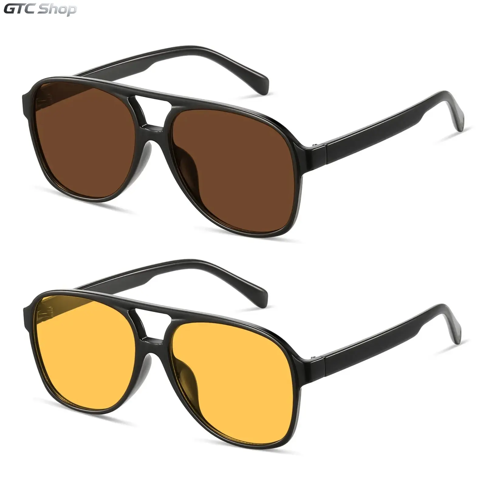 Unisex Double Beam Aviator Sunglasses, Full-Rim Plastic Frame, 70s Retro Tinted Lens, UV400 Protection Sports Eyewear, 2026 Summer Fashion Accessory for Driving, Men's Gift