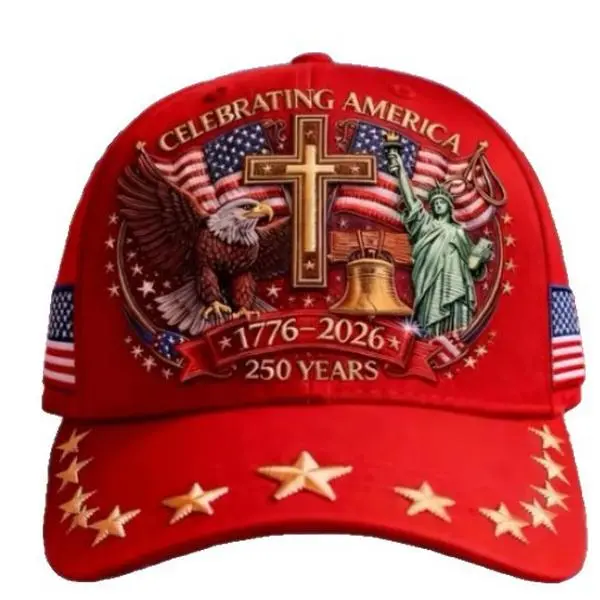 Patriotic USA 250th Anniversary Baseball Cap with Embroidered Liberty Eagle, Adjustable Cotton/Poly Blend Snapback for Collectors, Collectibles