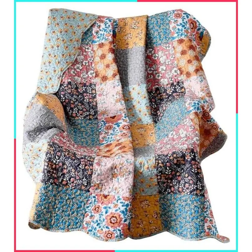 Carlie Modern Floral Quilt, Tapestry & Throw Blanket, 50 x 60 inches, Calico Patches
