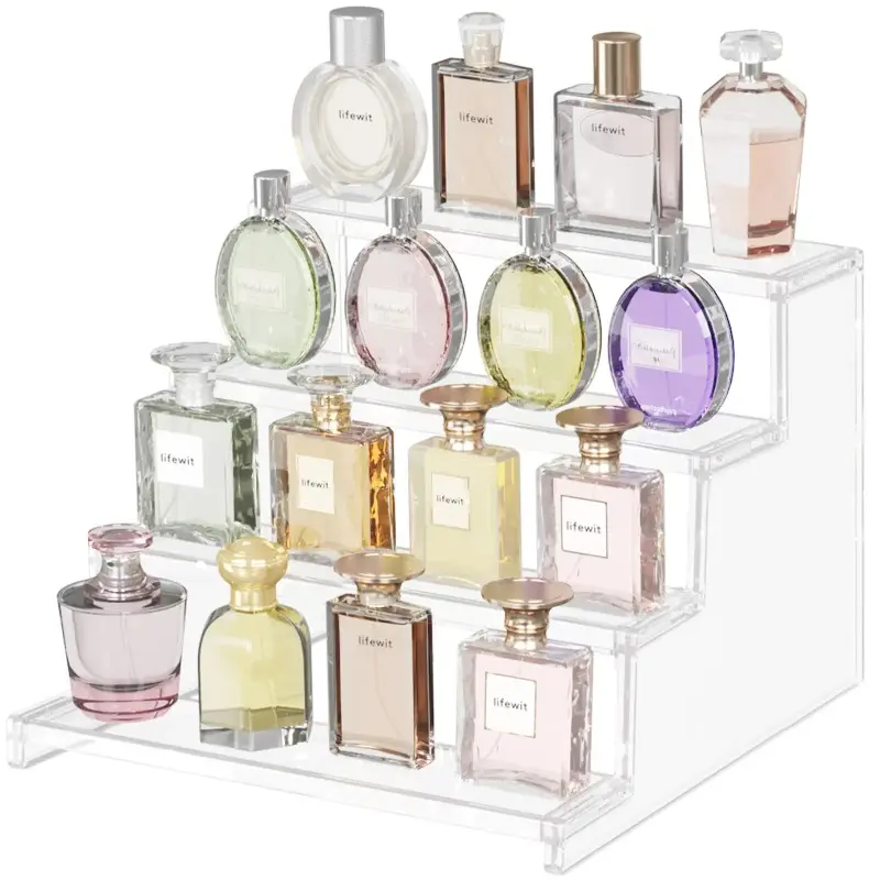 4 Tier Clear Display Stand for Perfume, Cologne, Fragrance, Skincare, Makeup, Cosmetics, Figures, Cupcake, Dessert Shelf Organiser #SummerVibes,summerwins