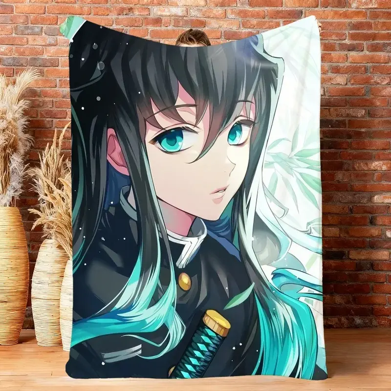 M-muichiro T-tokito Anime Blanket Flannel warm comfort  soft plush blanket for sofa living room office bedroom travel gift