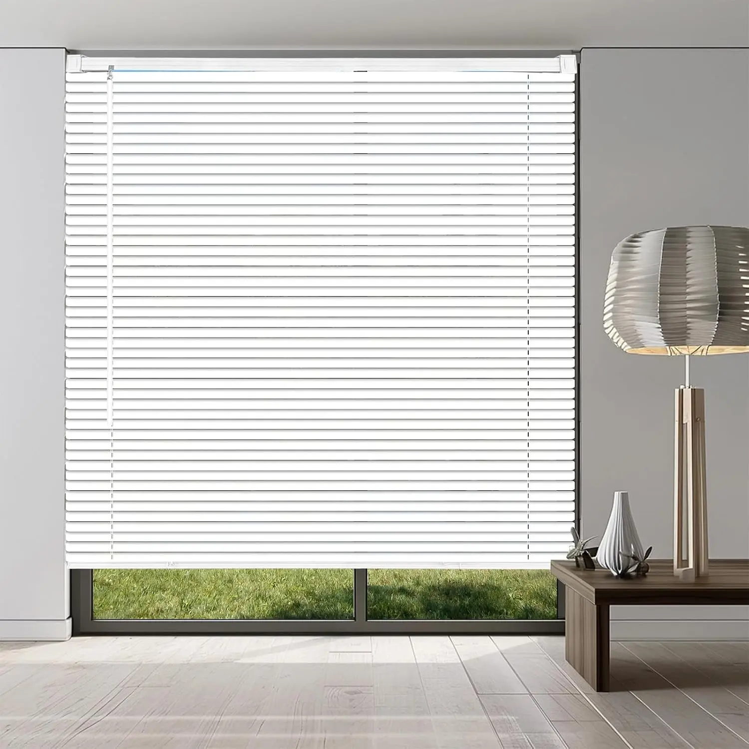 1" Cordless Mini Blinds, White Vinyl Horizontal Light Filtering Blinds, 21" W x 72" H, Indoor Window Blinds for Office, Kitchen, Bathroom, Living Room