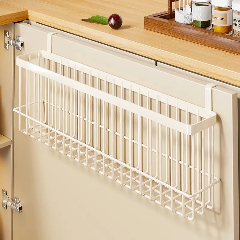 Kitchen storage rack, cabinet door inner side storage, cling film storage box, garbage bag organizer rack, condiment storage rack