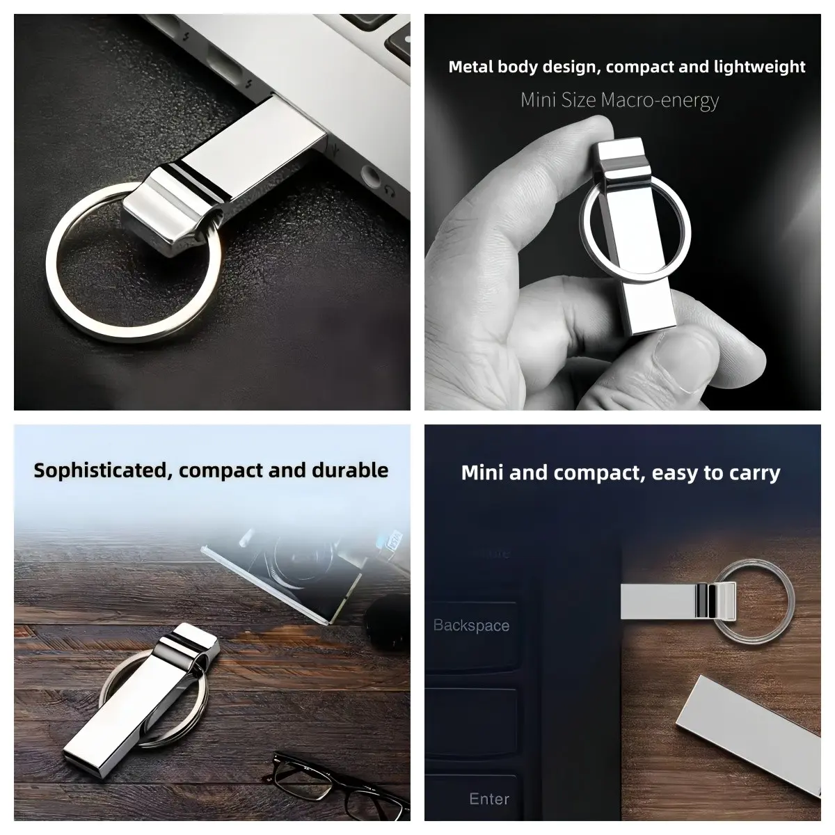 Metal Design USB Drive, 1gb/4GB/8GB/16GB, Usb2.0 High-Speed Flash Storage, Portable for Office & Students, Plug-And-Play, USB Thumb Drive
