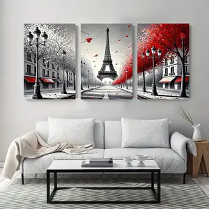 3-piece set of exquisite wooden framed autumn Paris landscape posters is an ideal decorative choice for home, office, bedroom, living room, bar, pub, coffee shop, and fashion art collectors