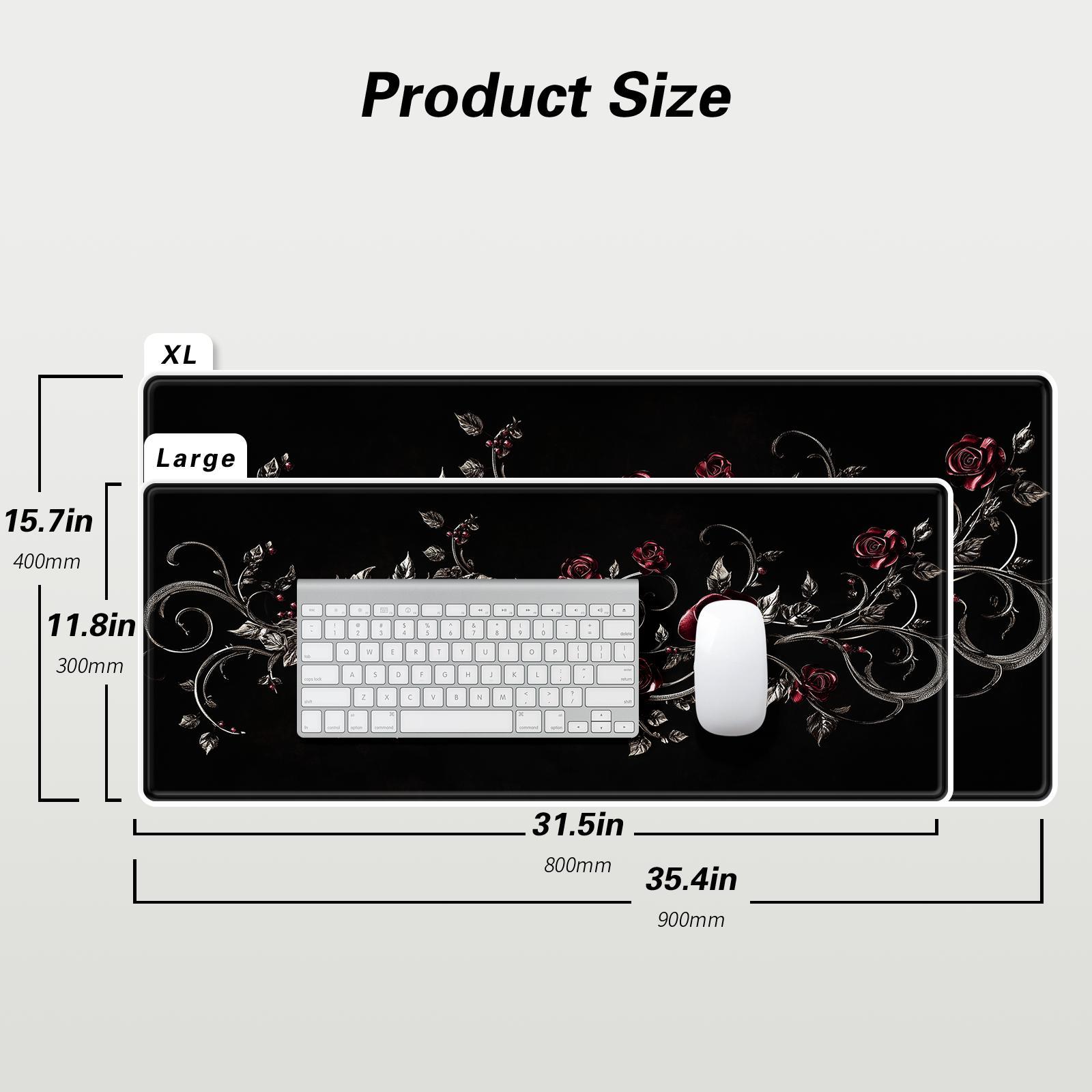 Gothic Rose Pattern Mouse Pad, Rectangle Gaming Mouse Pad, Non-slip Mousepad, Office Desk Keyboard Mouse Mat for Home Office Game Room Desk, Corporate Work Desk Accessories