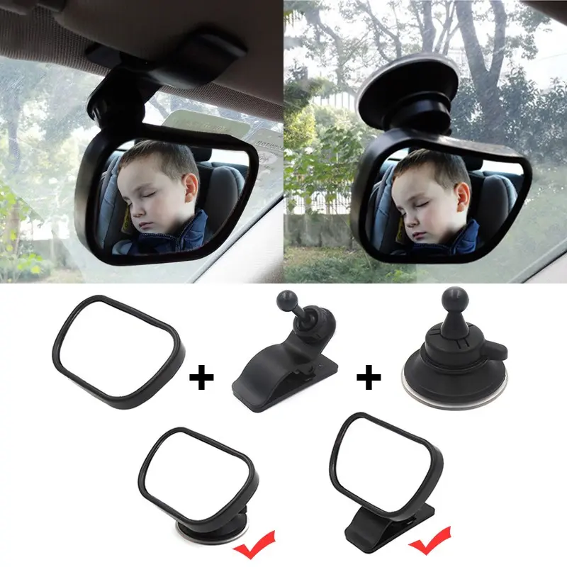 Baby Mirror 2 in 1 Mini Children Rear Convex Mirror, Adjustable Auto Kids Monitor, Car Back Seat View, Rearview Mirrors, Automotive Car Accessories