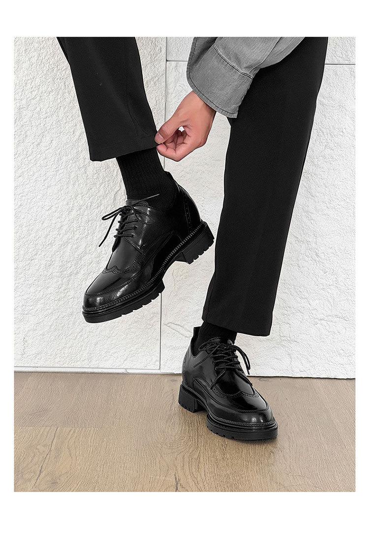 Casual men's brogue shoes with internal height increase, thick-soled business formal men's shoes with internal height increase