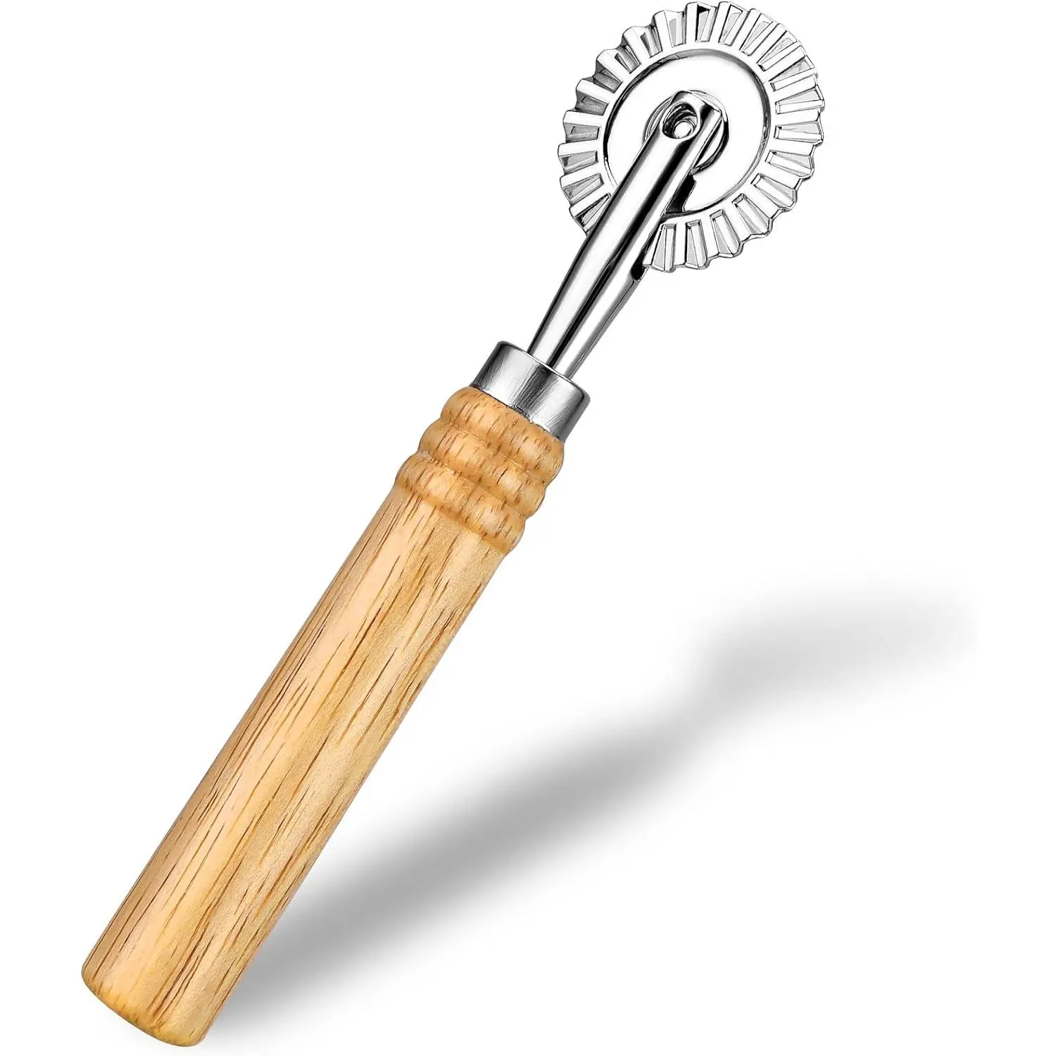 Fluted Pastry , Fluted Pastry Wheel 6.3 Inch Stainless Steel with  Oak Handle for Pasta, Dumplings & Noodles, 360° Effortless