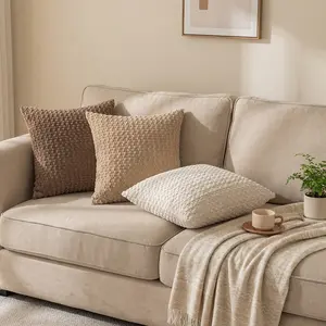 4pcs Simple Pillow Covers, Easy Care, Suitable for Living Room Sofa, Bedroom Bed Head, Minimalist Cream Style
