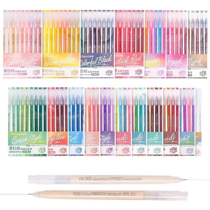 Colored Gel Pen Set, 1-Set Retro Colored Graffiti Pens, Stackable Colorful Ink Pens, Writing Pens for Office, School and Home