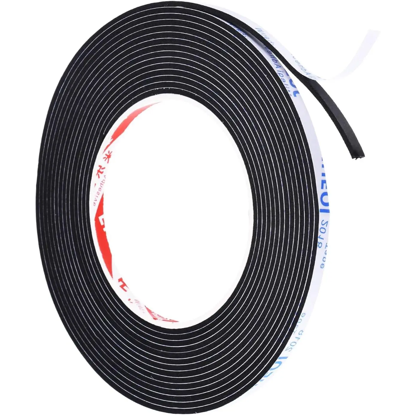 Synthetic Single-Sided Weather Seal Insulating Strip, 5m/16.4ft Adhesive Side Sealing Tape (5mm Wide, 2mm Thick) for Window Doors Insulation, Black