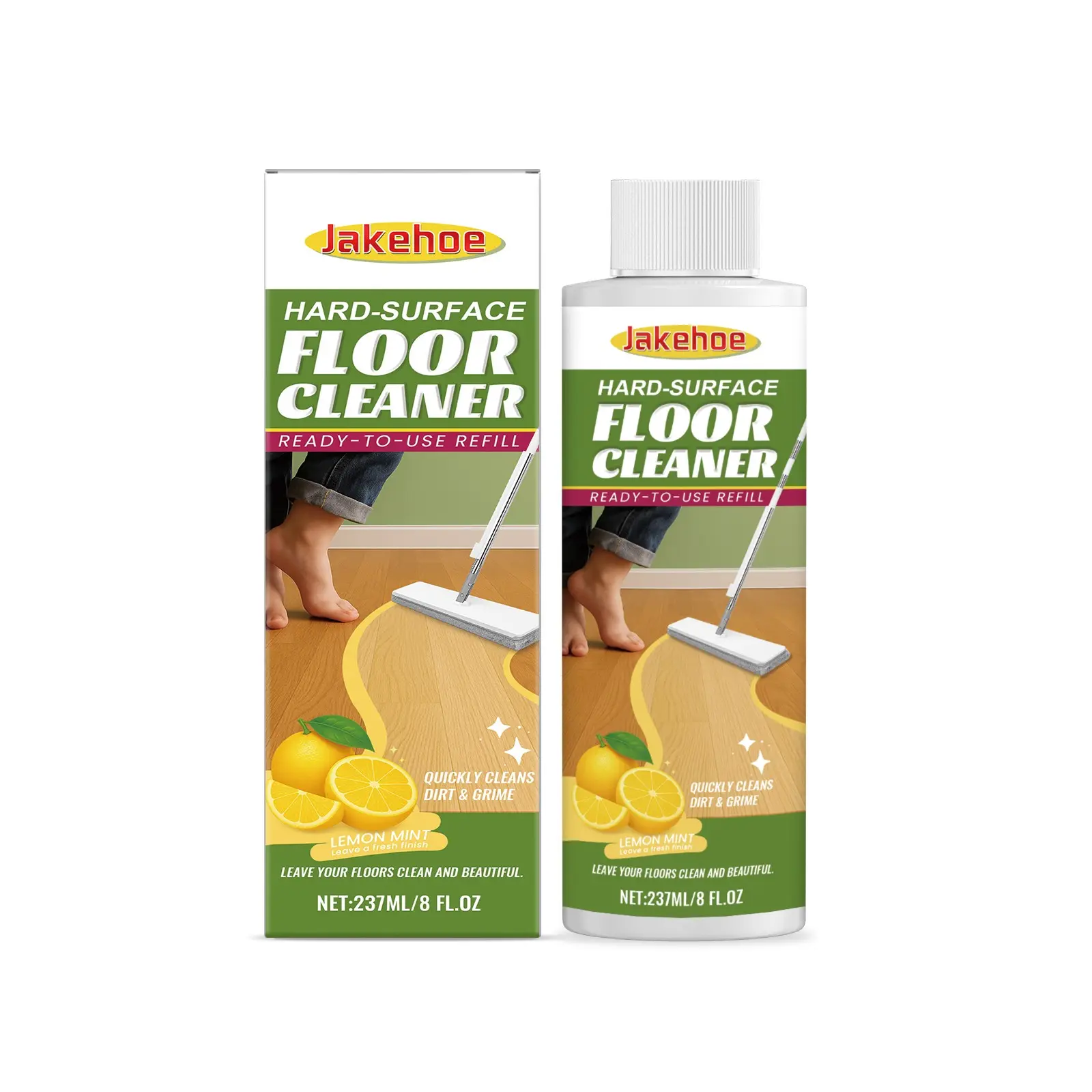 Natural Floor Cleaner Lemon & Mint - Streak-Free Multi-Surface Cleaner for Hardwood & Tile - Gentle Formula Non-Slip for Home Use