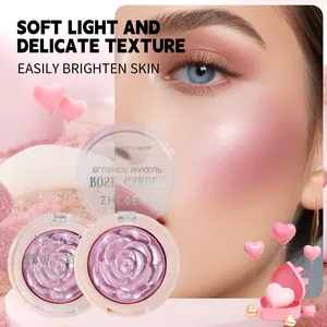 3D Rose Blush Highlighter Powder, Glitter Finish, Fine Texture, Non-Toxic, Solid Makeup, Perfect for Music Festivals and Parties