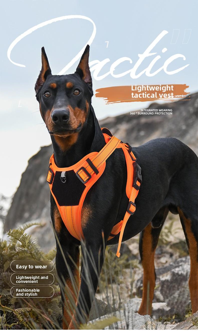 Tactical Dog Harness, No Pull Dog Harness with Leash, Lightweight Adjustable Dog Vest Harness for Small Medium Large Dogs, Reflective Escape Proof Dog Harness with Handle, Breathable Dog Harness for Training, Walking, Hiking, Outdoor, Protect Dog's Sternu