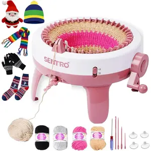 Sentro Knitting Machine, 48   Knitting Crochet Machine with Row Counter for Adults and Beginners, Automatic Circular Weaving Spinning Knitting Loom Machine Kit for Hat,Socks,Scarves,Gloves