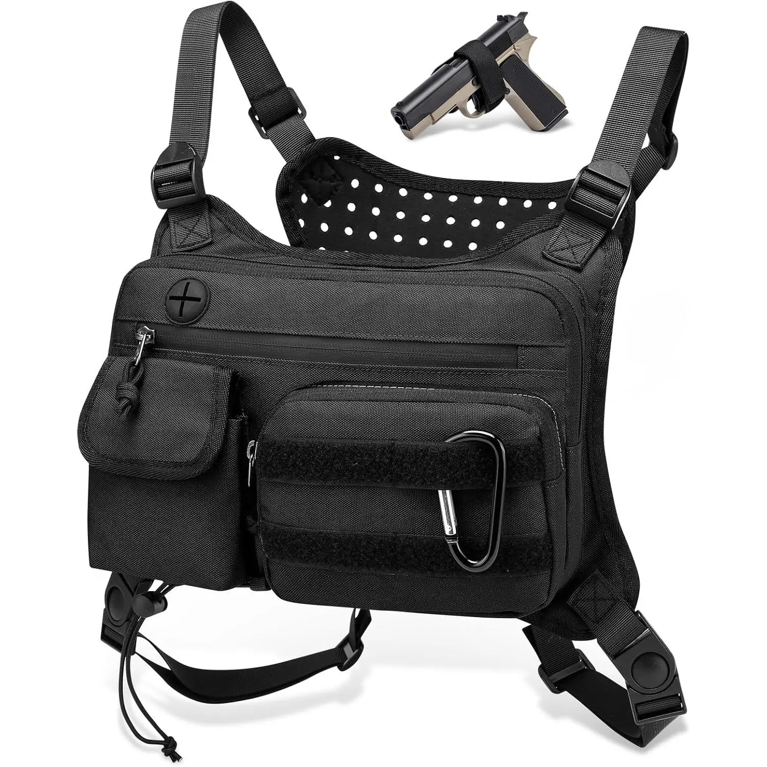 Unisex Adjustable Hook Outdoor Sports Chest Holster - All Seasons EDC Chest Rig, Running Style Shoulder Design, Sporty Gym Accessory for Hiking, Running Style Shoulder Bags, Sporty Gym Bags