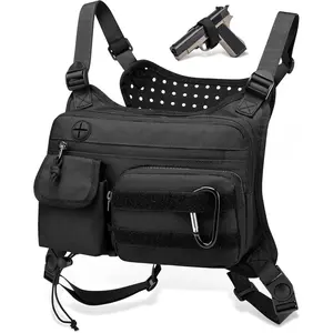 Outdoor Sports Chest Bag, Running Vest for Men & Women - EDC Chest Rig Pack with Adjustable Holster for Hiking