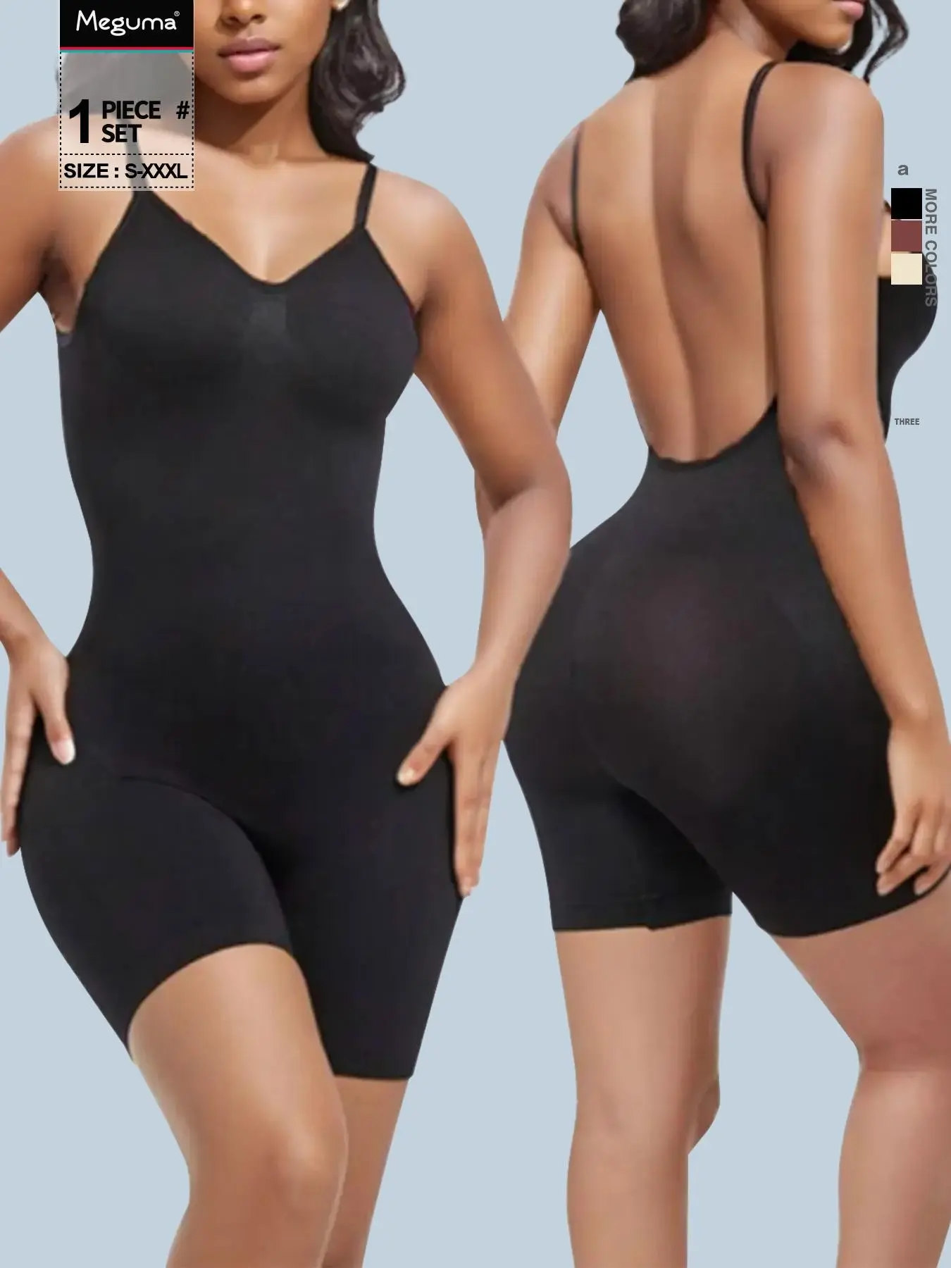 Women's Seamless Shapewear Bodysuit, Sexy Backless Tummy Control, All-Seasons Casual Romper, H-Type Silhouette, Plain Design, Organic Textile