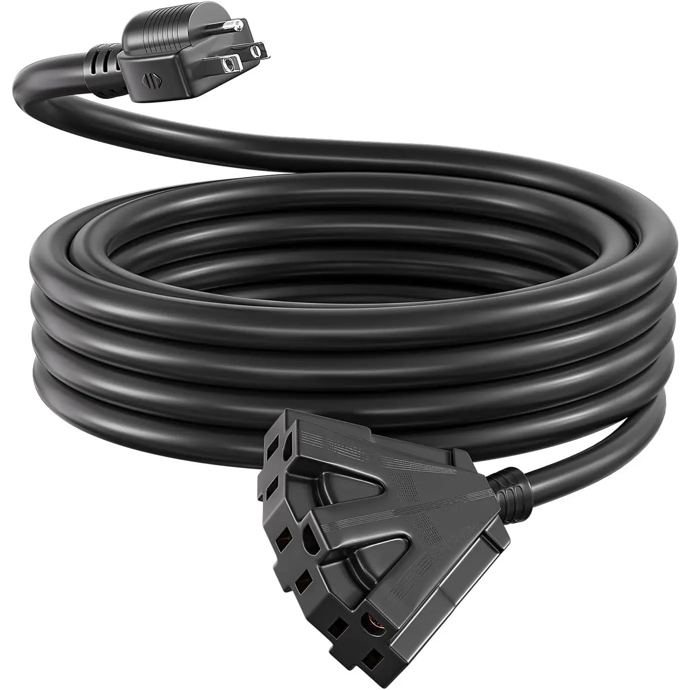 6FT 12/3 Outdoor Extension Cord with 3 Power Outlets, SJTW 12 AWG 15Amp 1875W, 12 Gauge Heavy Duty Black Extension  with 3 Prong Grounded Plug for  Indoor/Outdoor UL Listed