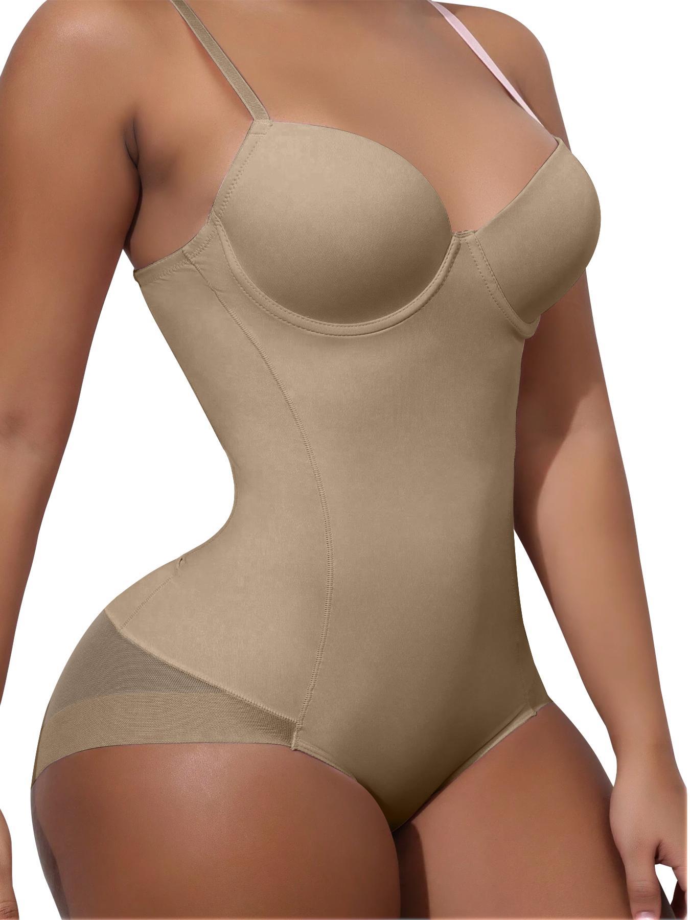 Women's Solid Color Seamless Tummy Tuck Underwear Bodysuit, Casual Comfy Breathable Shaper, Women's Shapewear for Daily Wear