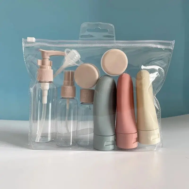 11-Piece Leak-Proof Travel Toiletry Set, Fits Aircraft Luggage Size, Spray Bottle & Squeeze Tube, Ideal for Travel, Camping, Gym, Bathroom
