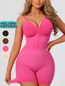 XS-2XL，Women's Full Body Shapewear Bodysuit Front Zip Tummy Control Waist Trainer Thigh Slimmer Seamless Sculpting Shaper