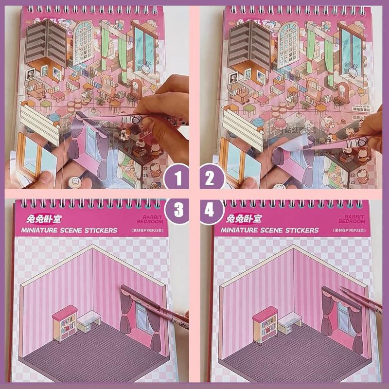 20 Sets DIY 3D House Sticker Scene for Adults, Cute Fun DIY Scenes Therapy Sticker, Crafts Party Favors Goodie Bags Stuffer, Gifts for Girls,Cute Art Stickers for Girls, Reusable Sticker, DIY Sticker Paper