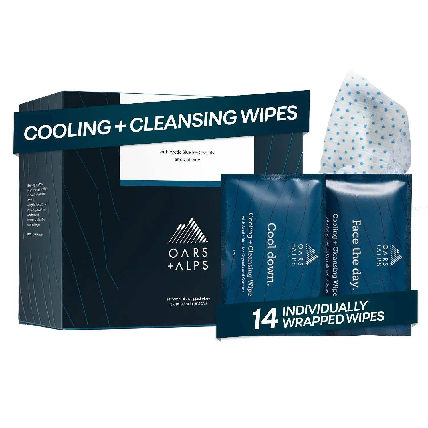 Dual-Sided Cooling Exfoliating Face & Body Cleansing Wipes Towelettes - Dermatologist Tested, Menthol & Ginseng Infused, Travel-Friendly for Post-Workout & Commutes, 14ct Pack, Exfoliate